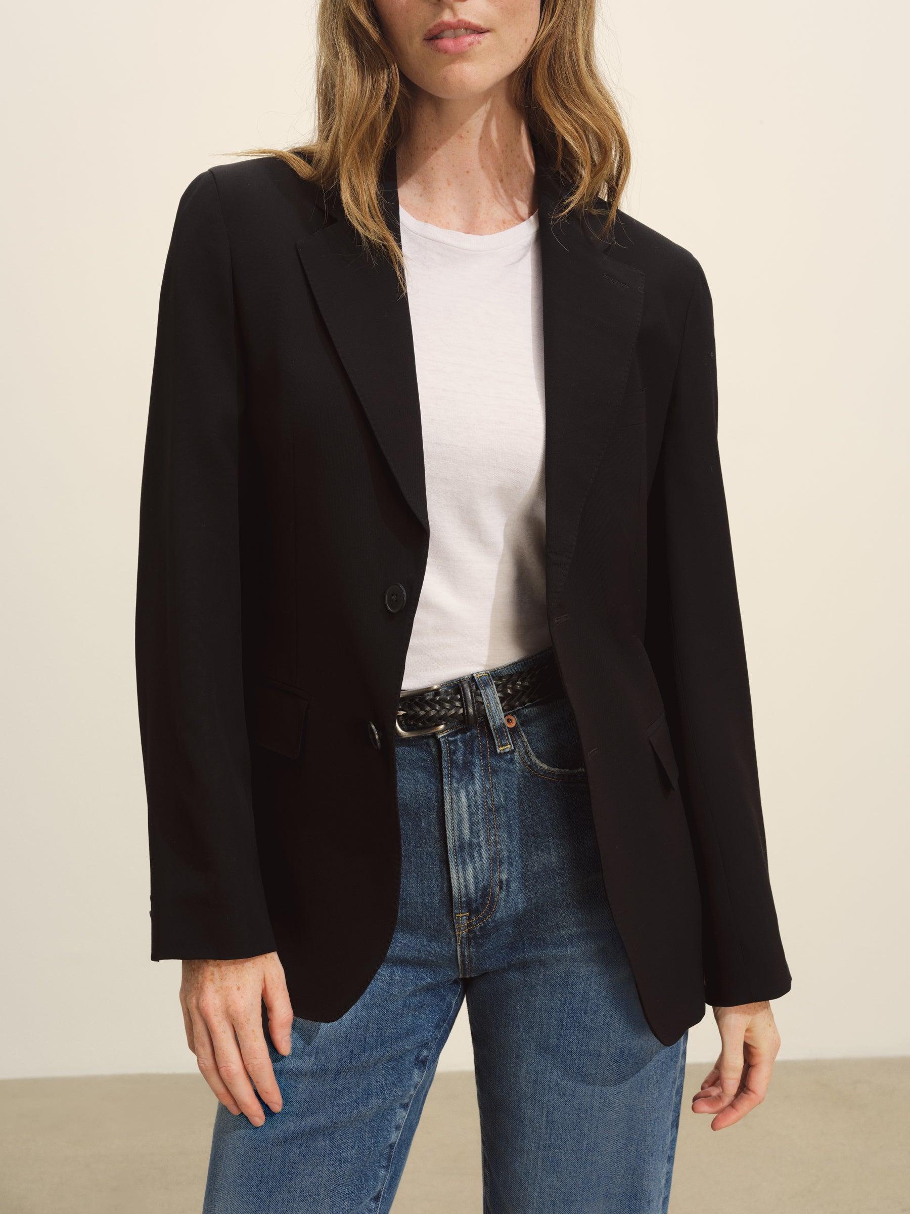 Black Fine Japanese Wool Blazer Product Image