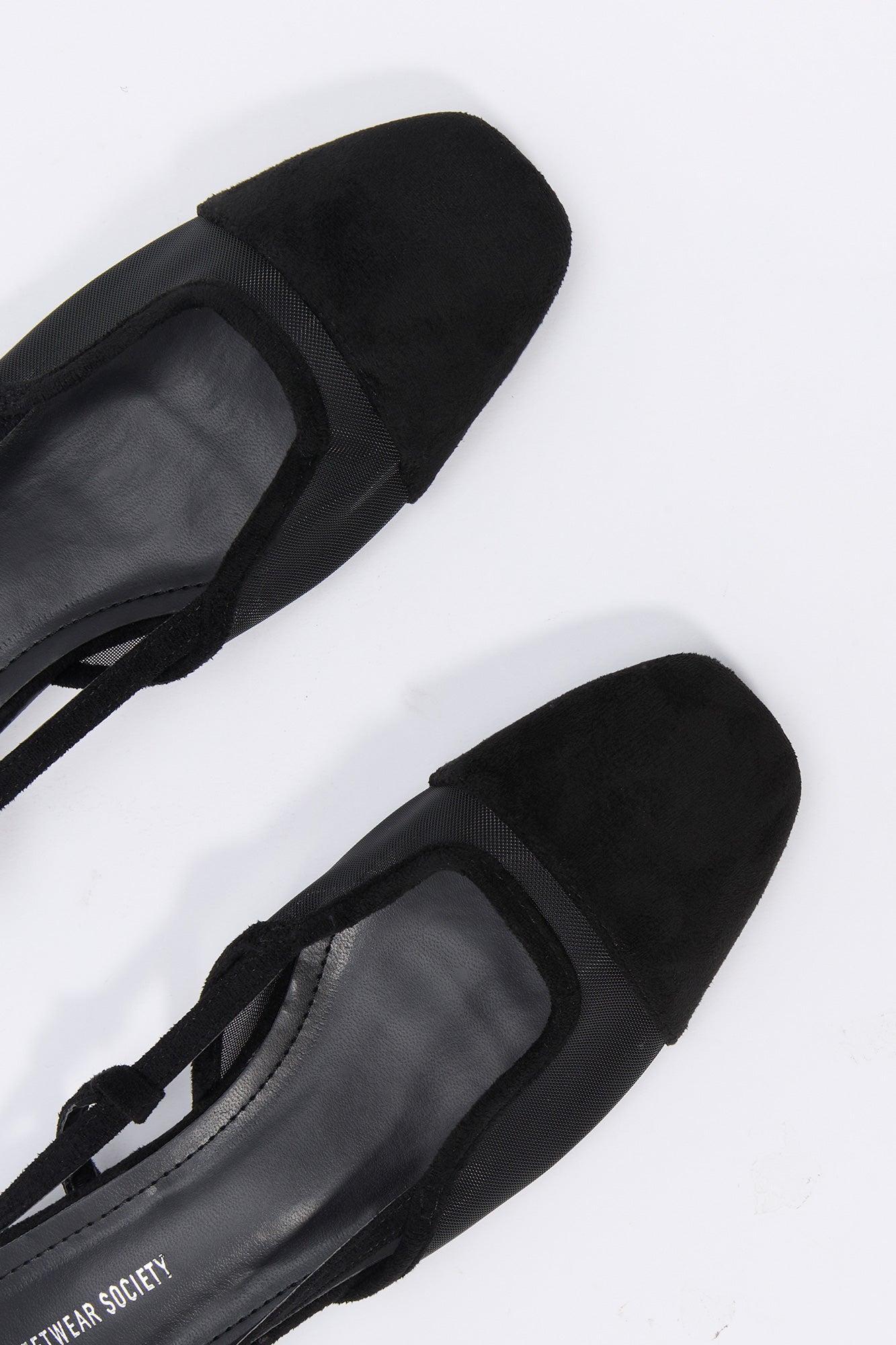 Mesh & Faux Suede Slingback Flat Female Product Image