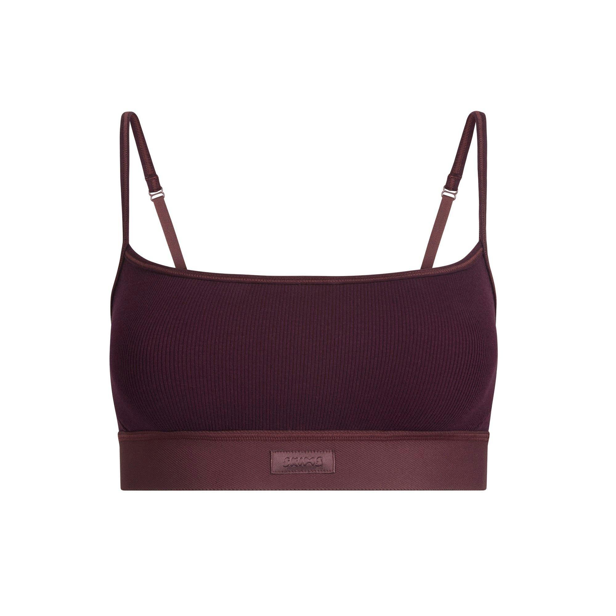 COTTON RIB SCOOP BRALETTE | CURRANT Product Image