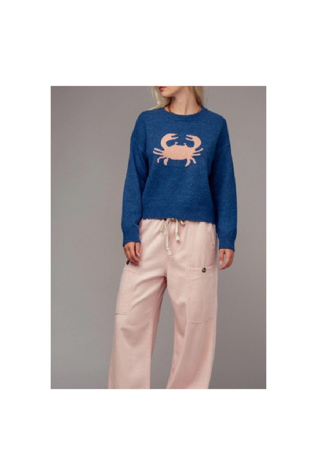 Crab Graphic Relaxed Knit Sweater Product Image