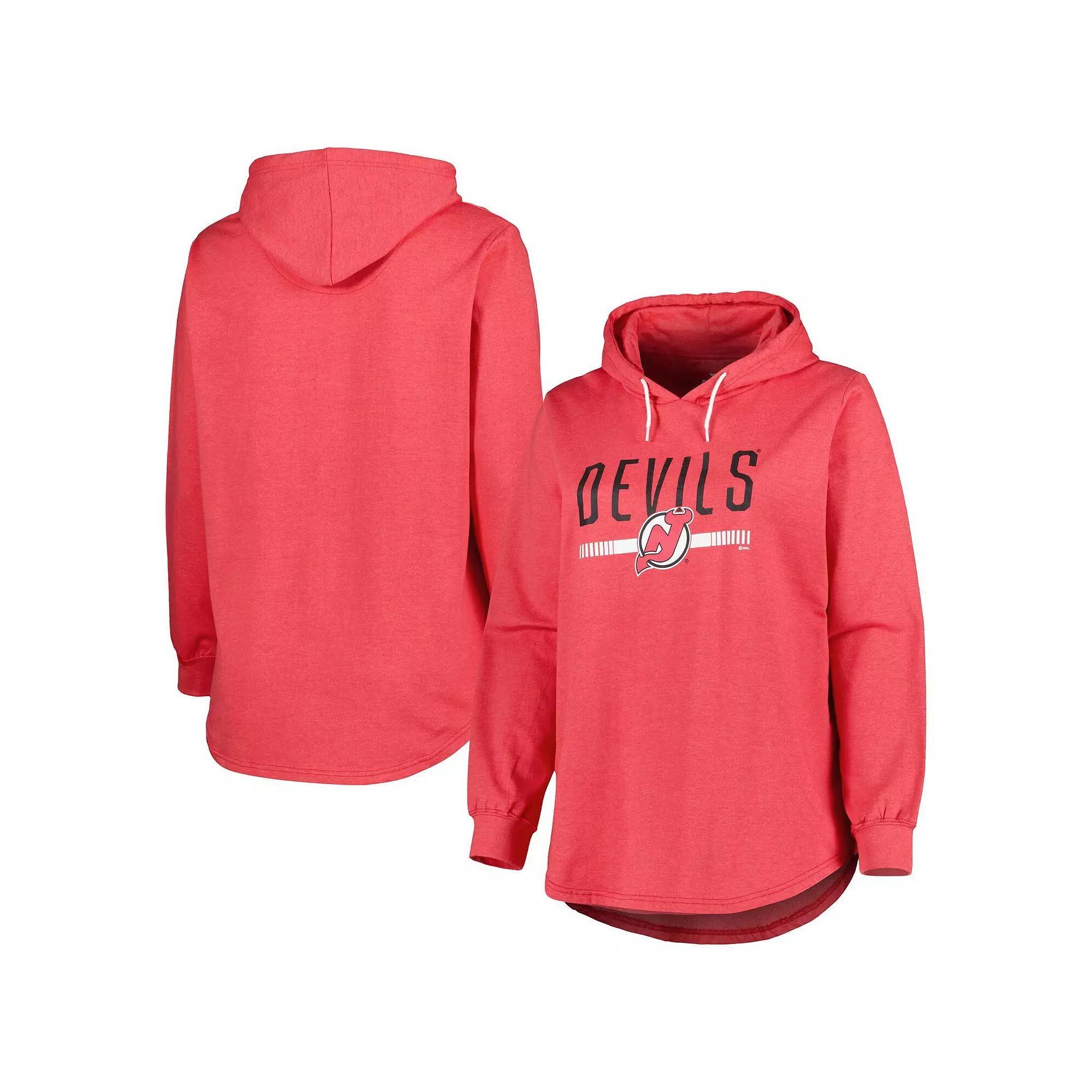 Women's Heather Red New Jersey Devils Plus Size Fleece Pullover Hoodie, Size: 2XL, Nhl Red Product Image