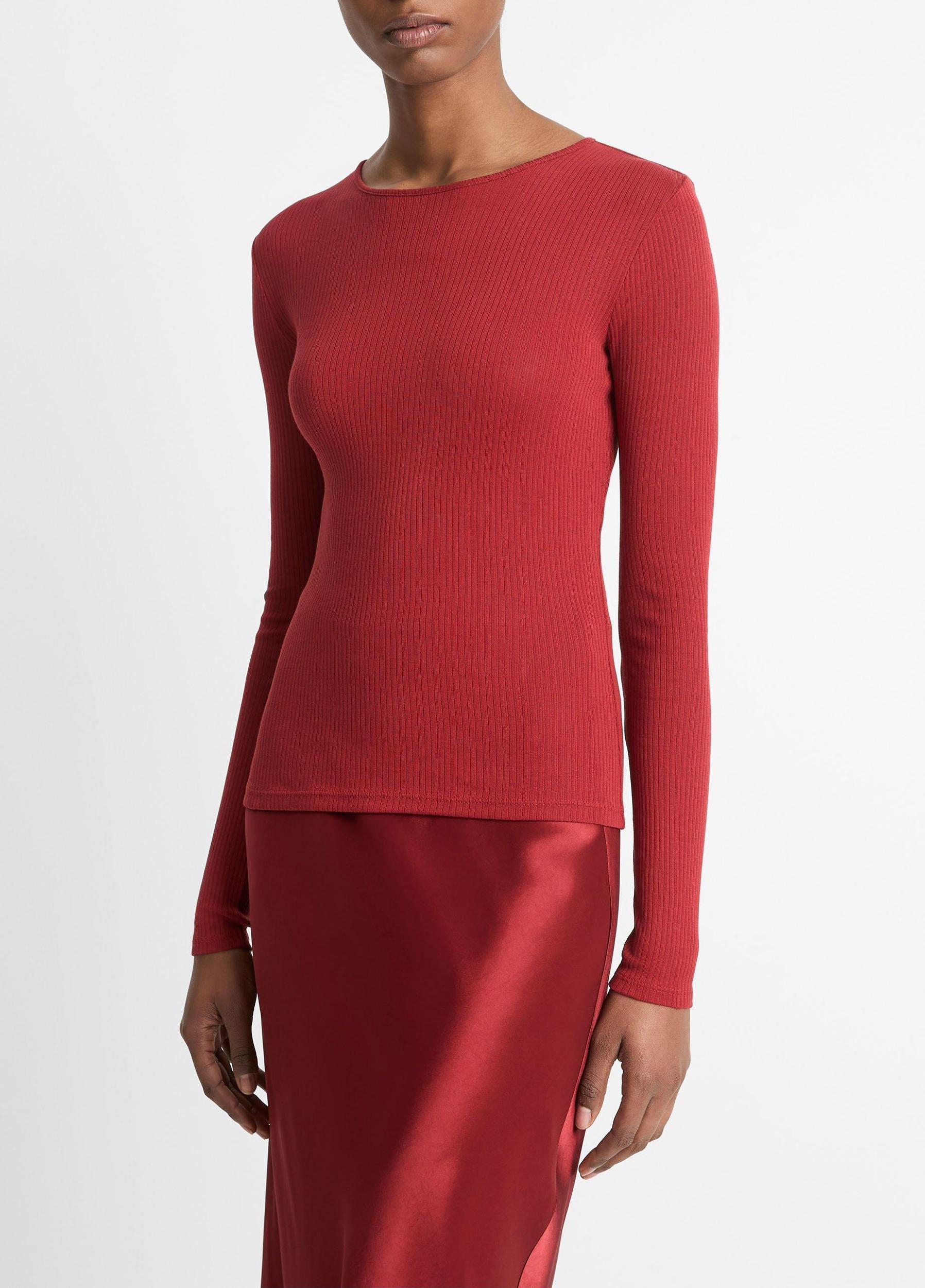 Womens Ribbed Pima Cotton Long-Sleeve T-Shirt, Light Butter, Size M Vince Product Image