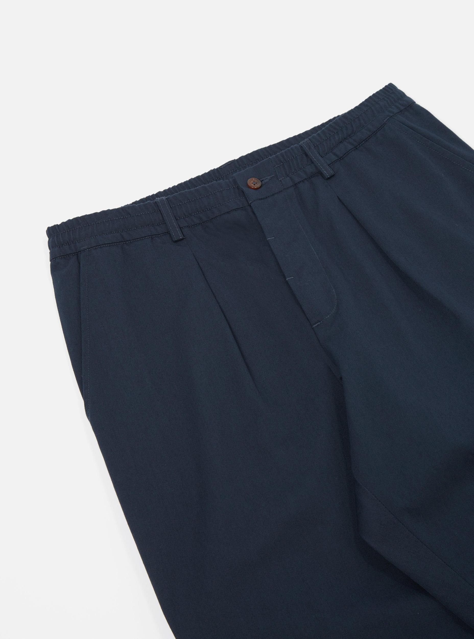 Universal Works Pleated Track Pant in Navy Twill Product Image