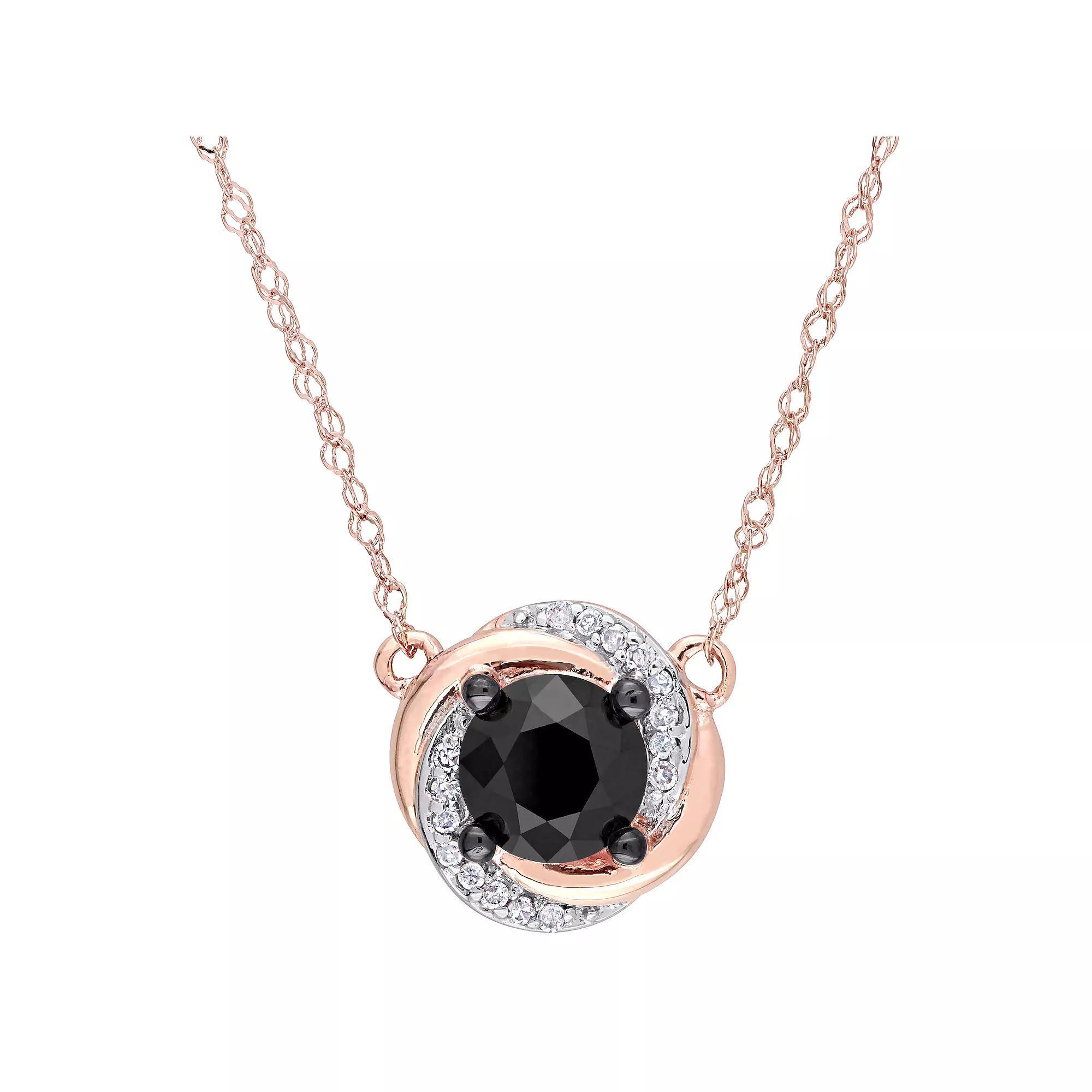 Stella Grace 10k Rose Gold 1 Carat T.W. Black & White Diamond Swirl Necklace, Women's, Size: 17" Product Image