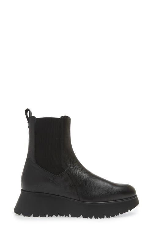 WONDERS Platform Chelsea Boot In Black Tumbled Leather Product Image