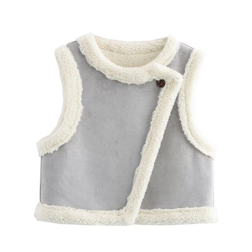 Crew Neck Fleece Lined Single Button Vest Product Image