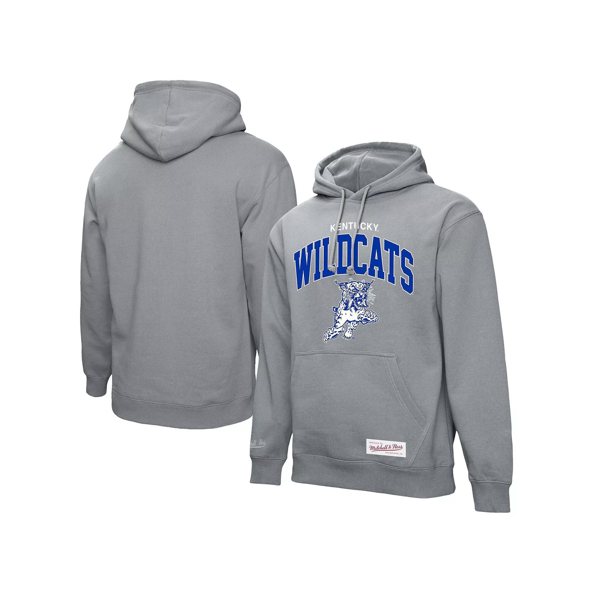 Men's Mitchell & Ness  Heather Gray Kentucky Wildcats Classic Arch Pullover Hoodie, Size: Medium, Grey Product Image