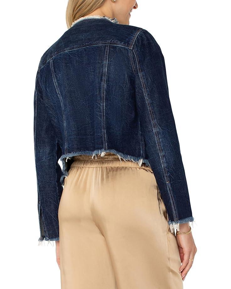 Denim Jacket with Braid Detail Stretch Denim Product Image