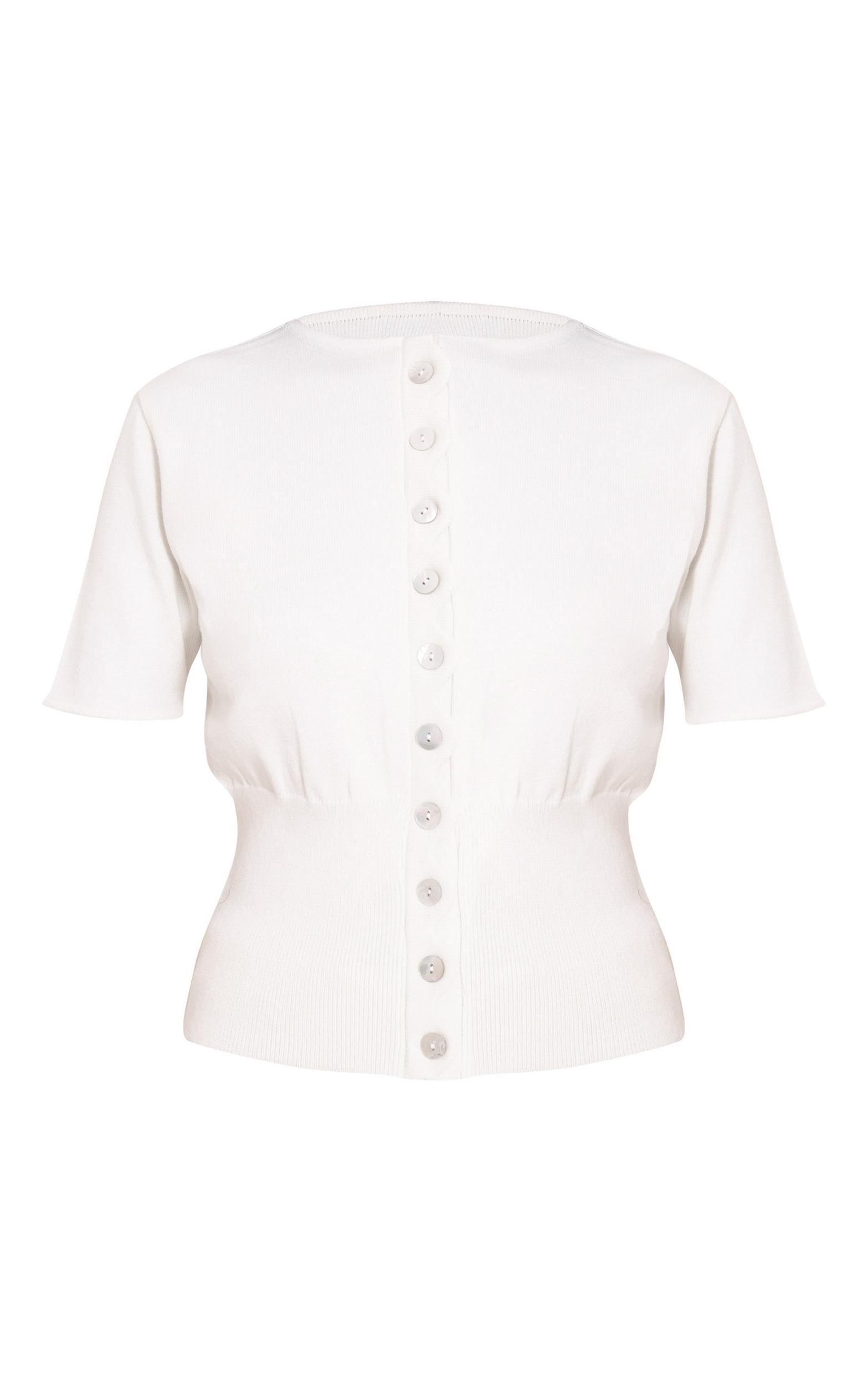 Petite Cream Scallop Edge Short Sleeve Cardigan Product Image