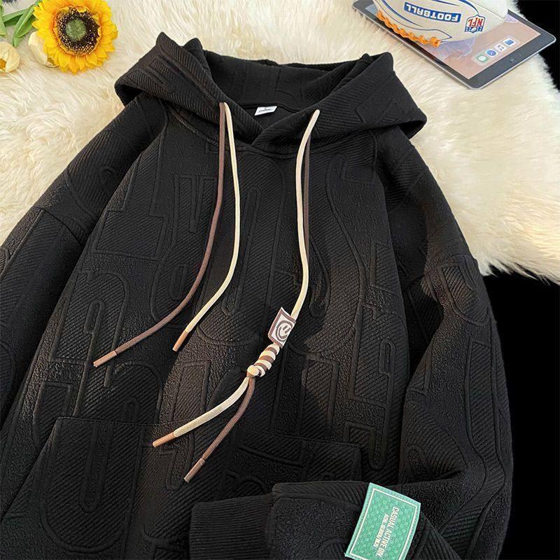 Drop Shoulder Crewneck Lettering Oversized Hoodie Product Image