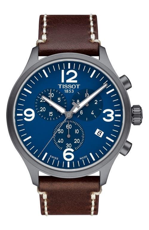 Tissot Mens Swiss Chrono Xl Brown Leather Strap Watch 45mm Product Image