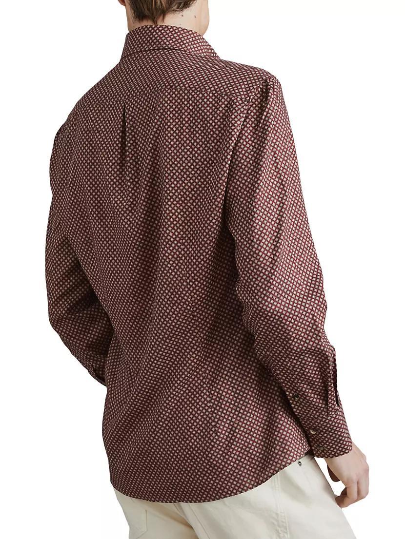 Rhombus Print Twill Slim Fit Shirt Product Image