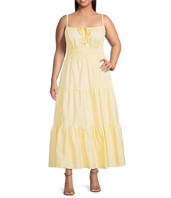 Layered With Love Plus Size Square Neck Elastic Waist Cotton Poplin Sleeveless Maxi Dress Product Image