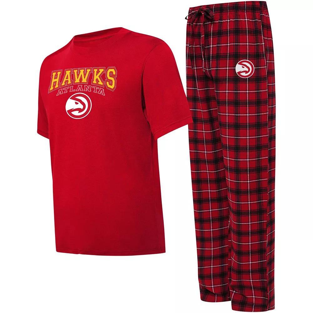 Men's College Concepts Red/Black Atlanta Hawks Arctic T-Shirt & Pajama Pants Sleep Set, Size: XL Product Image
