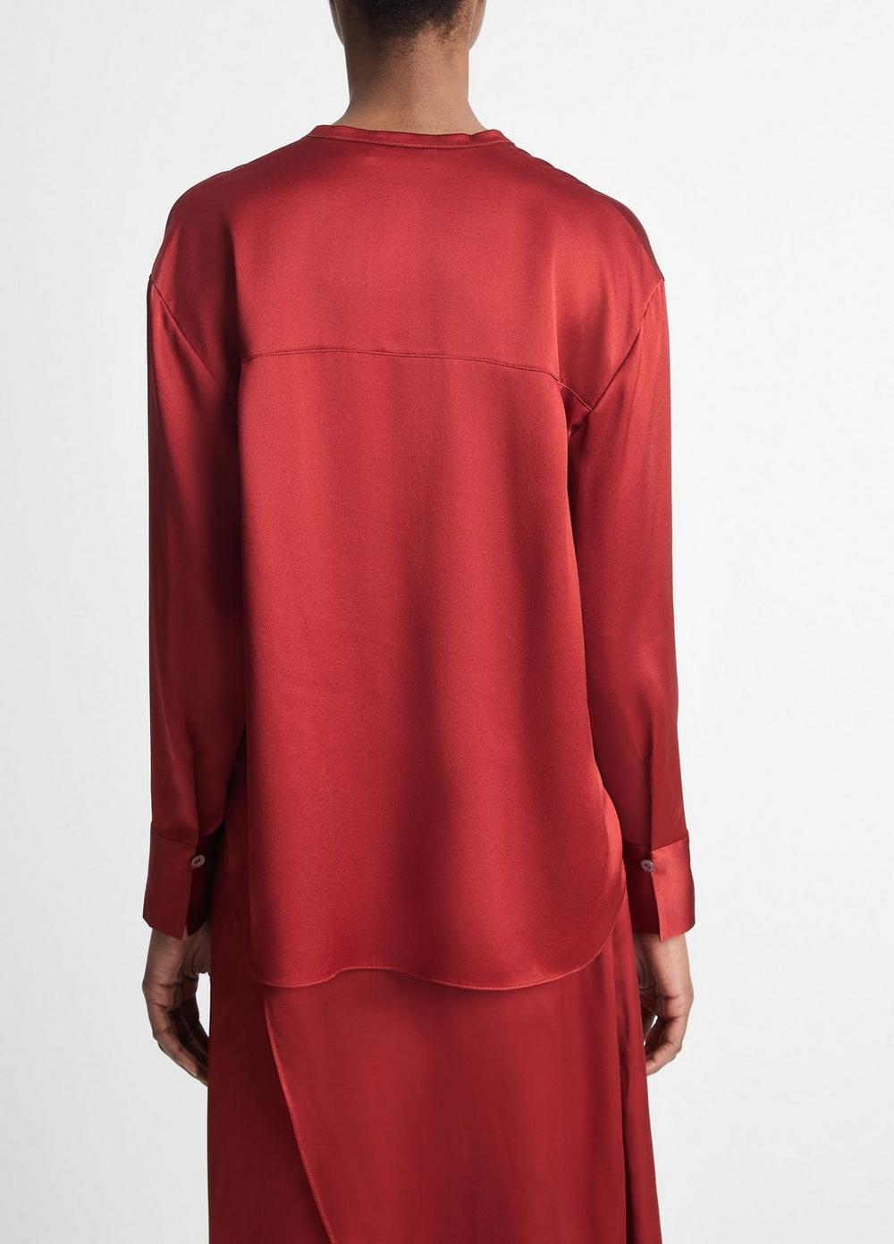 Womens Silk Band-Collar Blouse, Salt Glass, Size XXS Vince Product Image