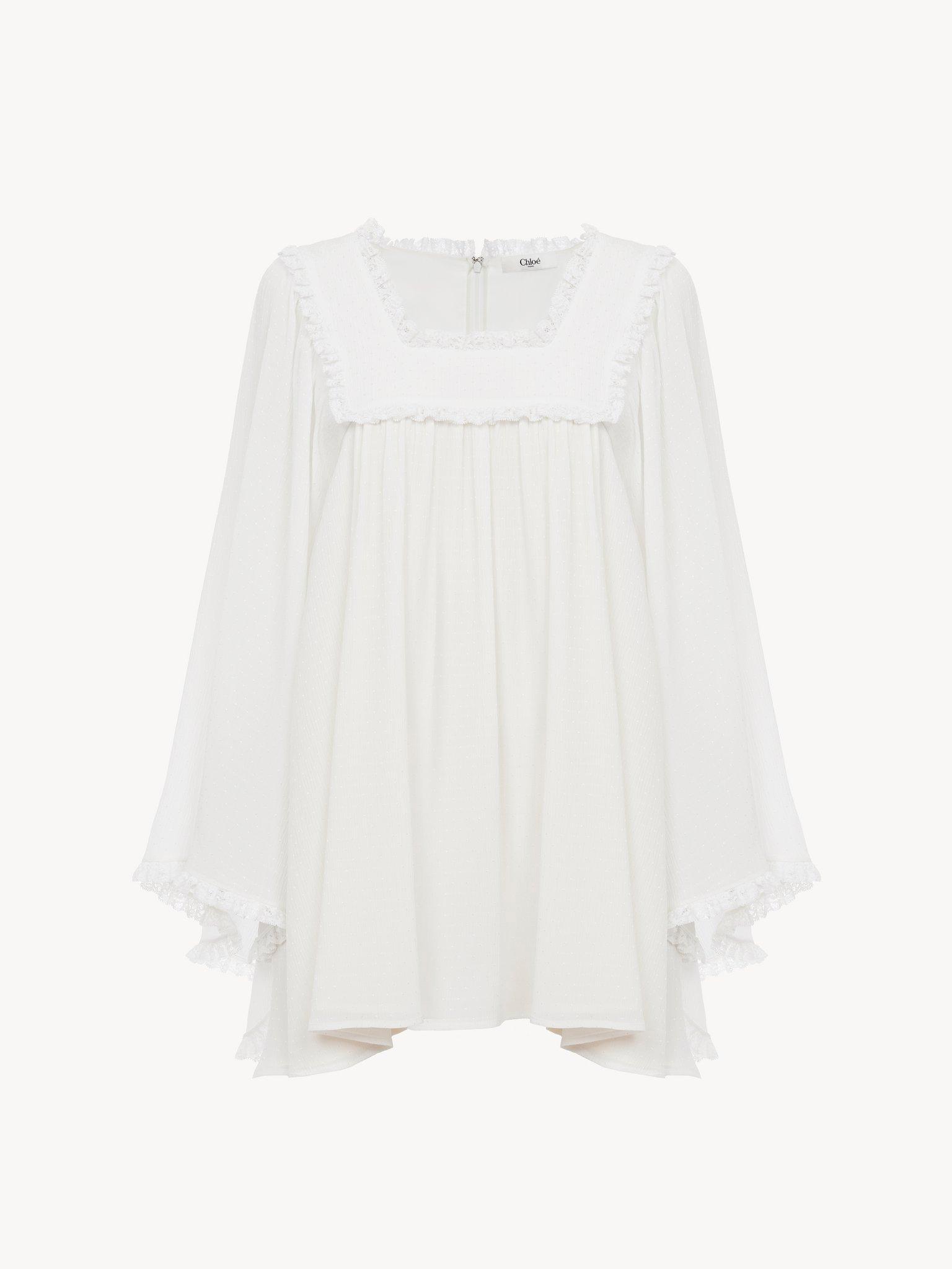 Fluid mini dress in silk crêpon Product Image