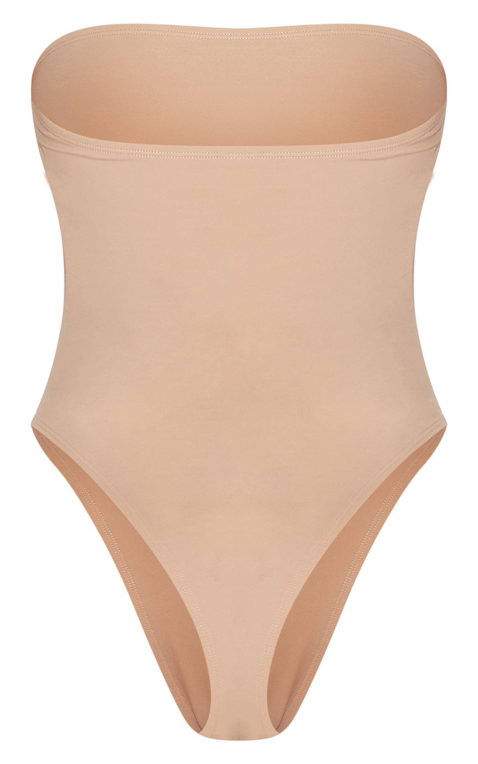 Nude Bandeau Cut Out High Leg Swimsuit Product Image