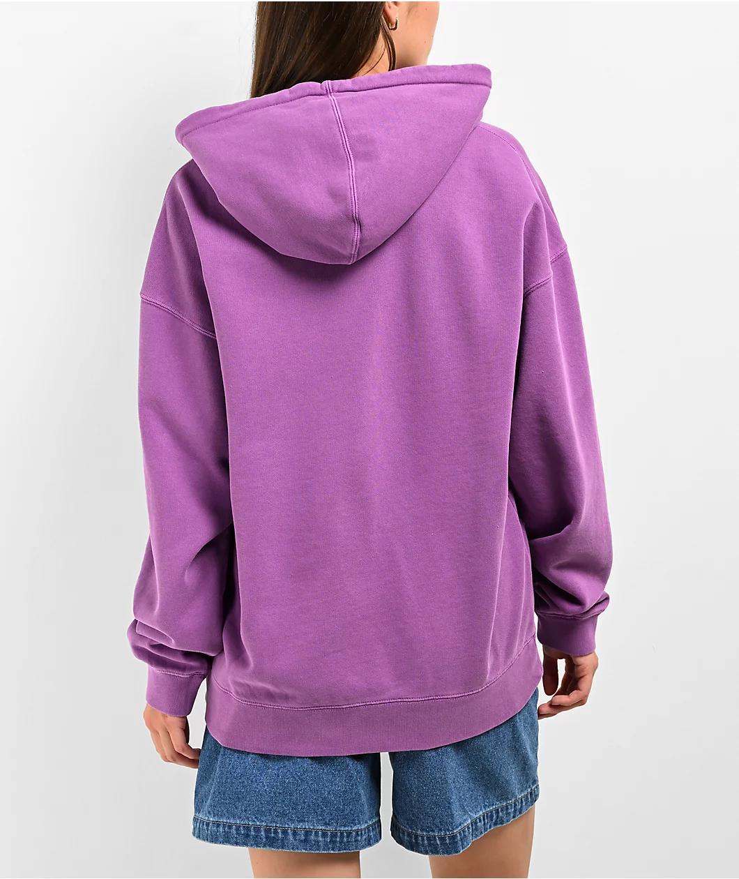 Obey Pigment Dye Collegiate Heavyweight Purple Hoodie Product Image