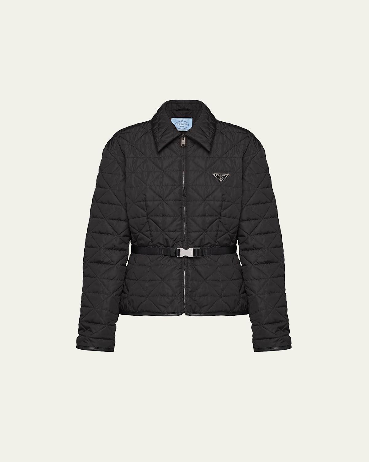 Re-Nylon Quilted Crop Jacket with Tape Belt Product Image