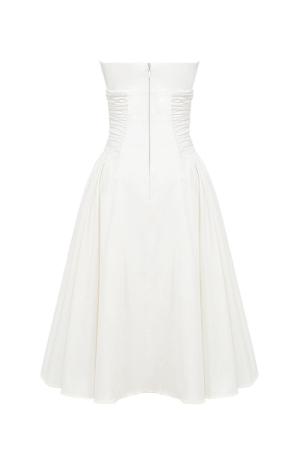 Georgiana  white cotton strapless midi sundress Product Image