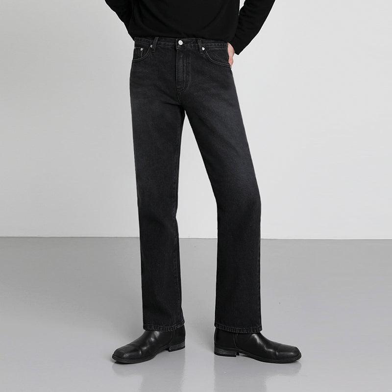 RT No. 3155 WASHED BLACK WIDE STRAIGHT PANTS Product Image