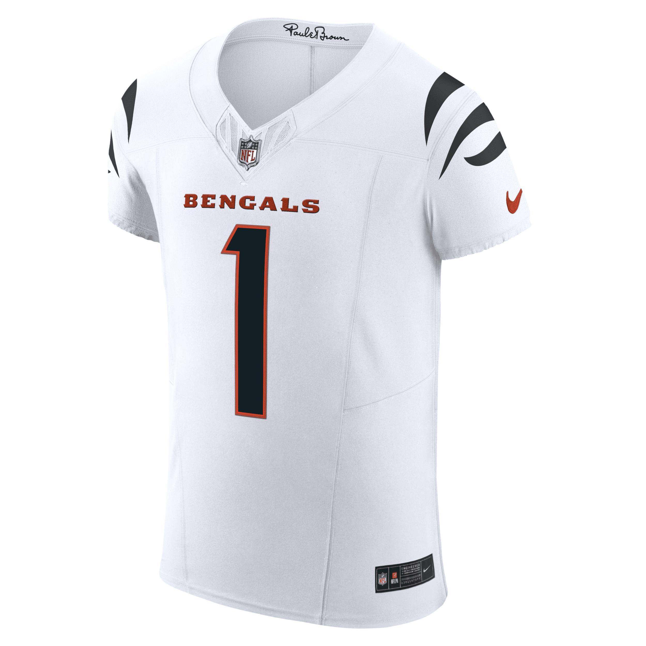 Men's Nike Ja'Marr Chase White Cincinnati Bengals  Vapor F.U.S.E. Elite Jersey, Size: 48 Product Image