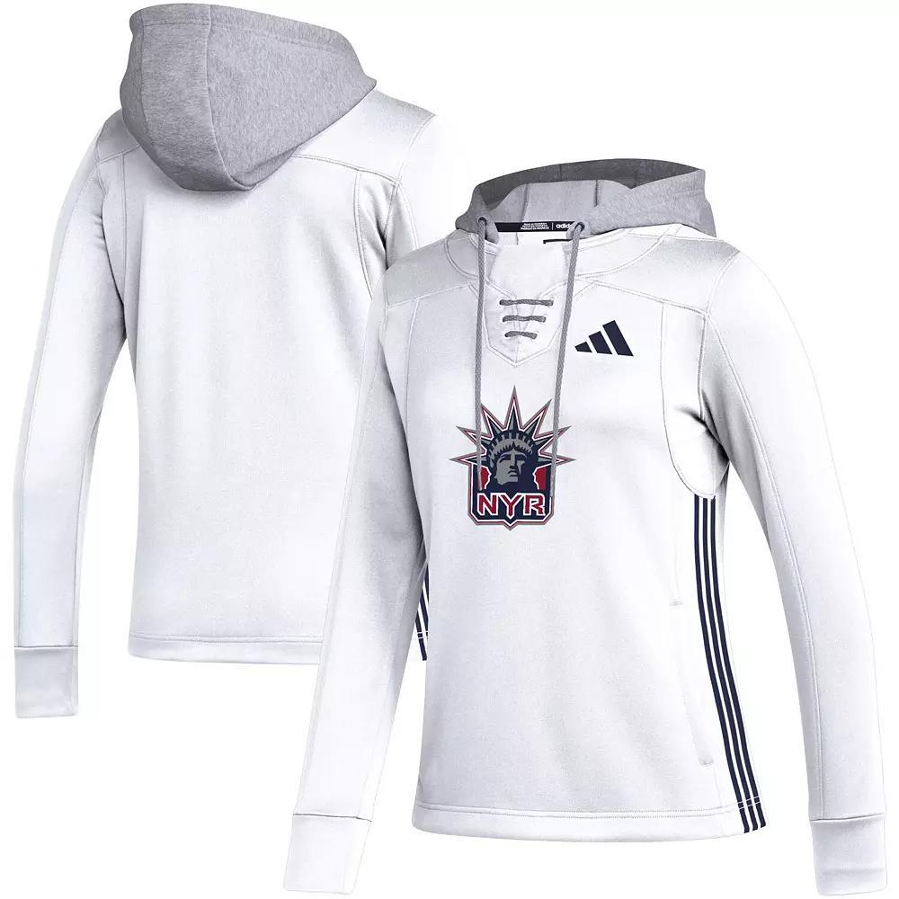 Women's adidas White New York Rangers Refresh Skate Lace AEROREADY Pullover Hoodie, Size: 2XL, Ran White Product Image