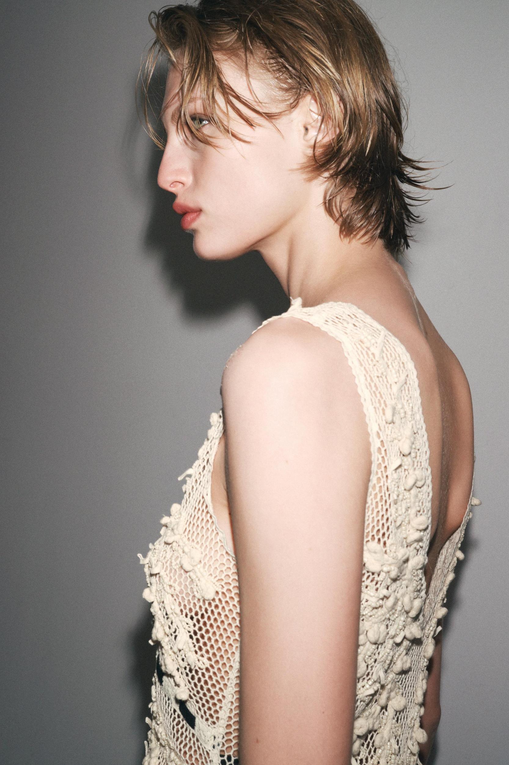 BEADED TEXTURED COMBINATION DRESS Product Image