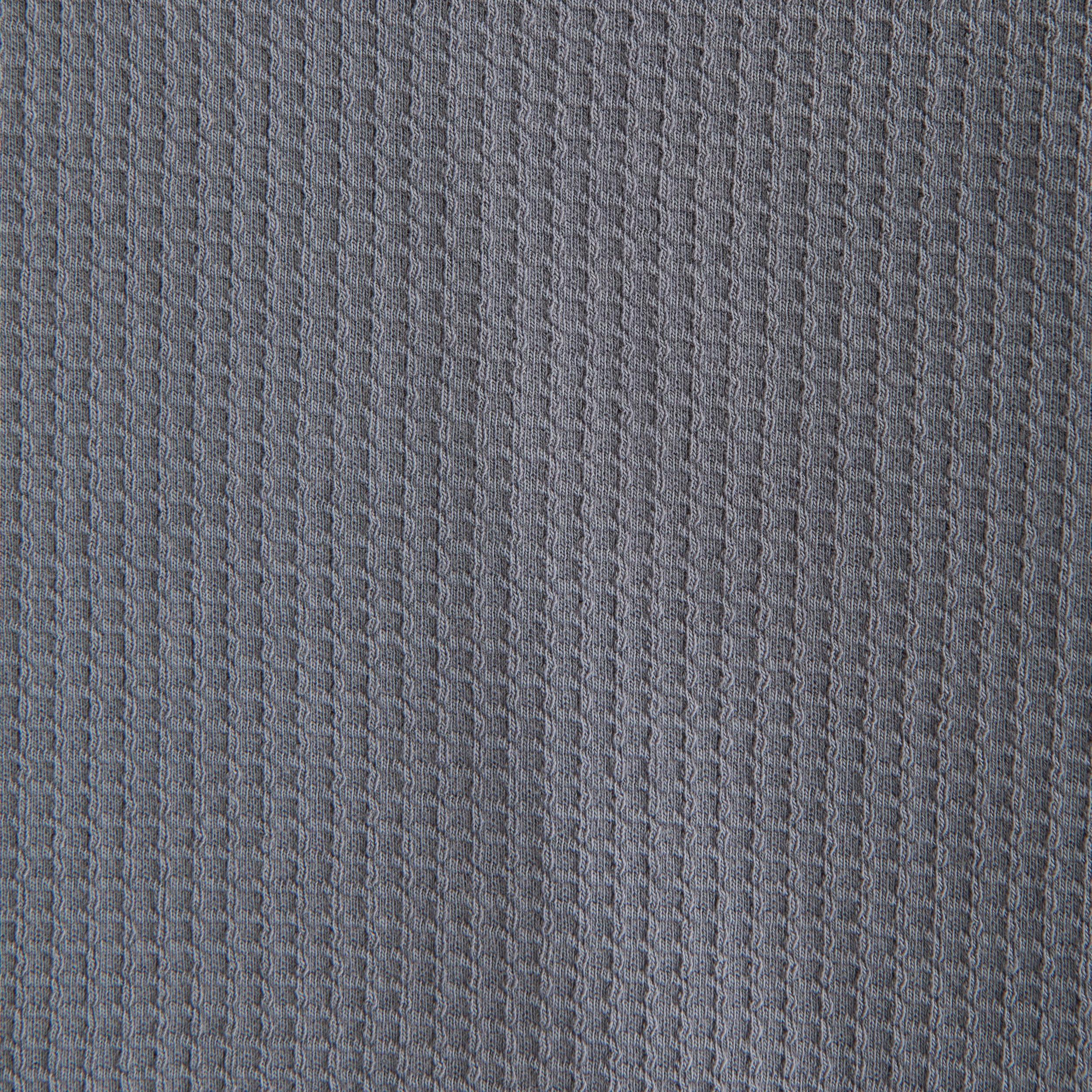 Long-Sleeve Grid Waffle Cropped Henley Product Image