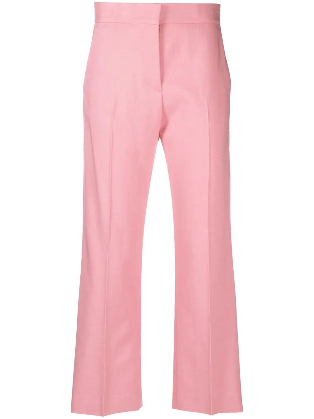MSGM Mid-rise Cropped Tailored Trousers In Nude & Neutrals Product Image
