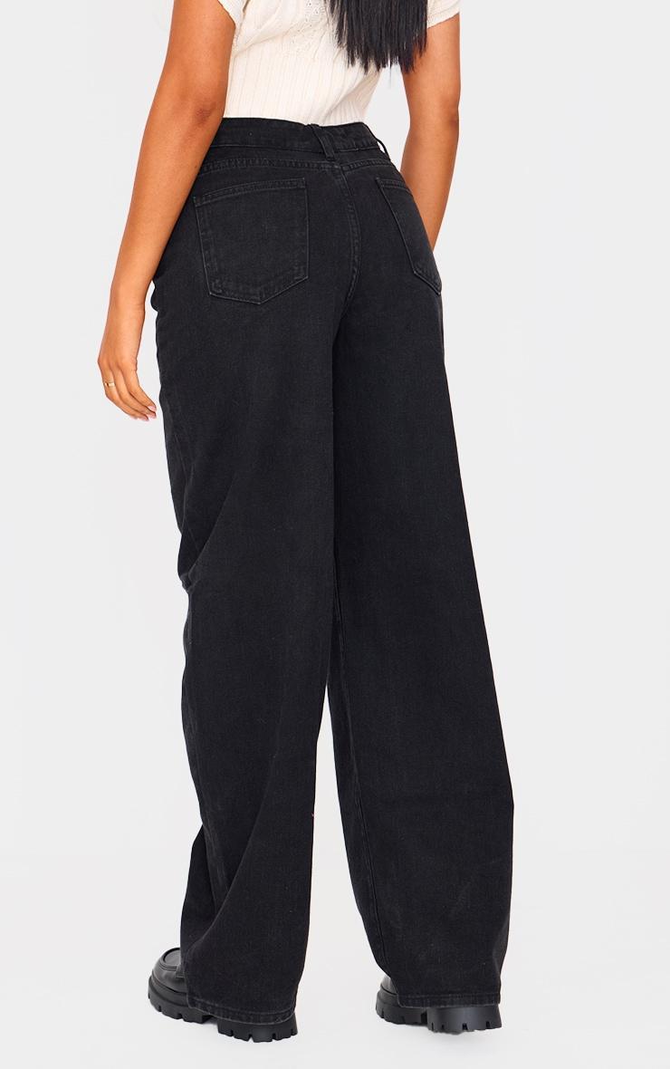 Tall Black Dipped Back Waistband Boyfriend Jeans Product Image