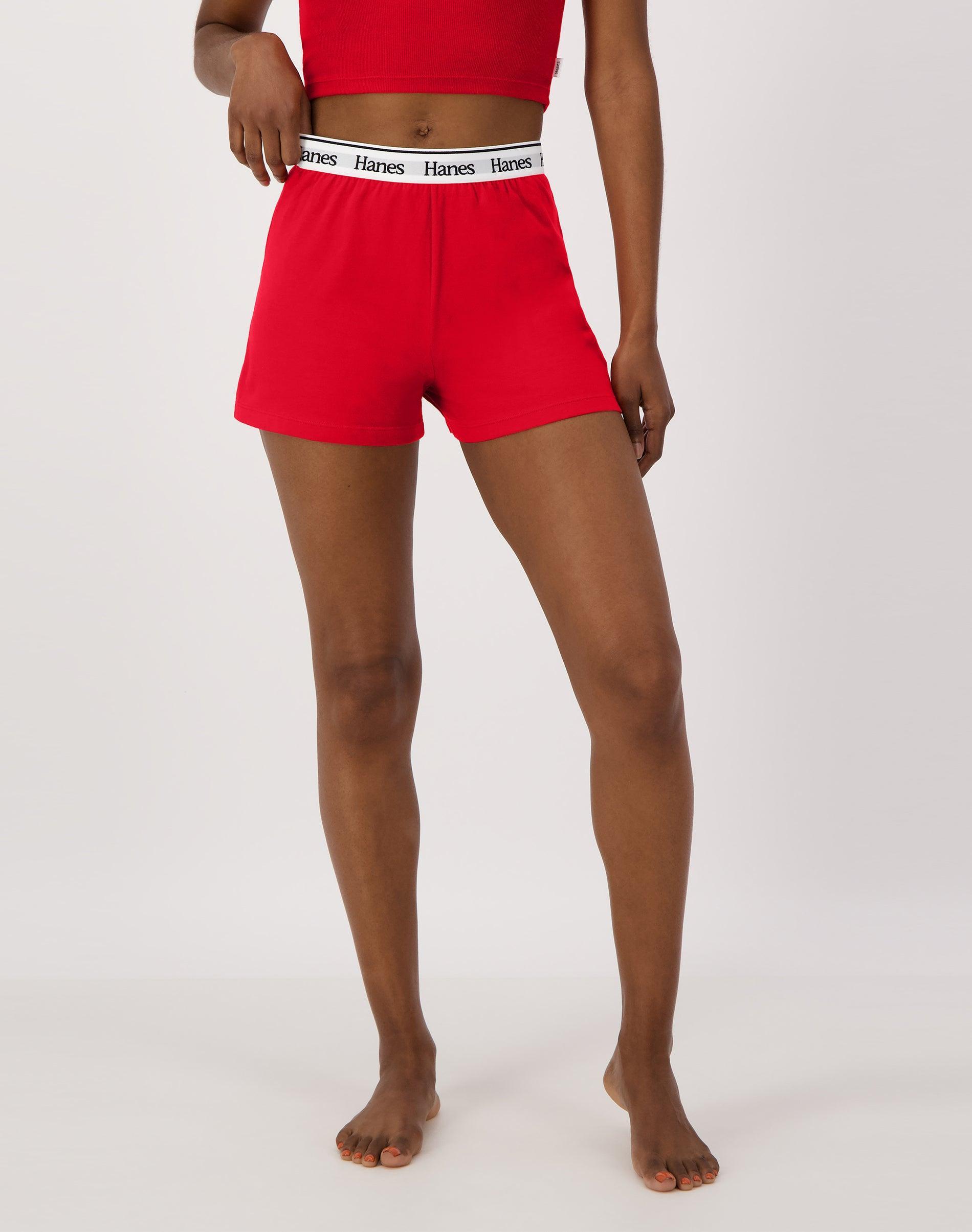 Hanes Originals Comfywear Womens Sleep Shorts Shelton Red M Product Image