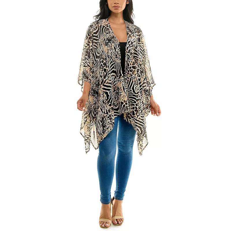Womens Nina Leonard Floral Open-Front Kimono Product Image