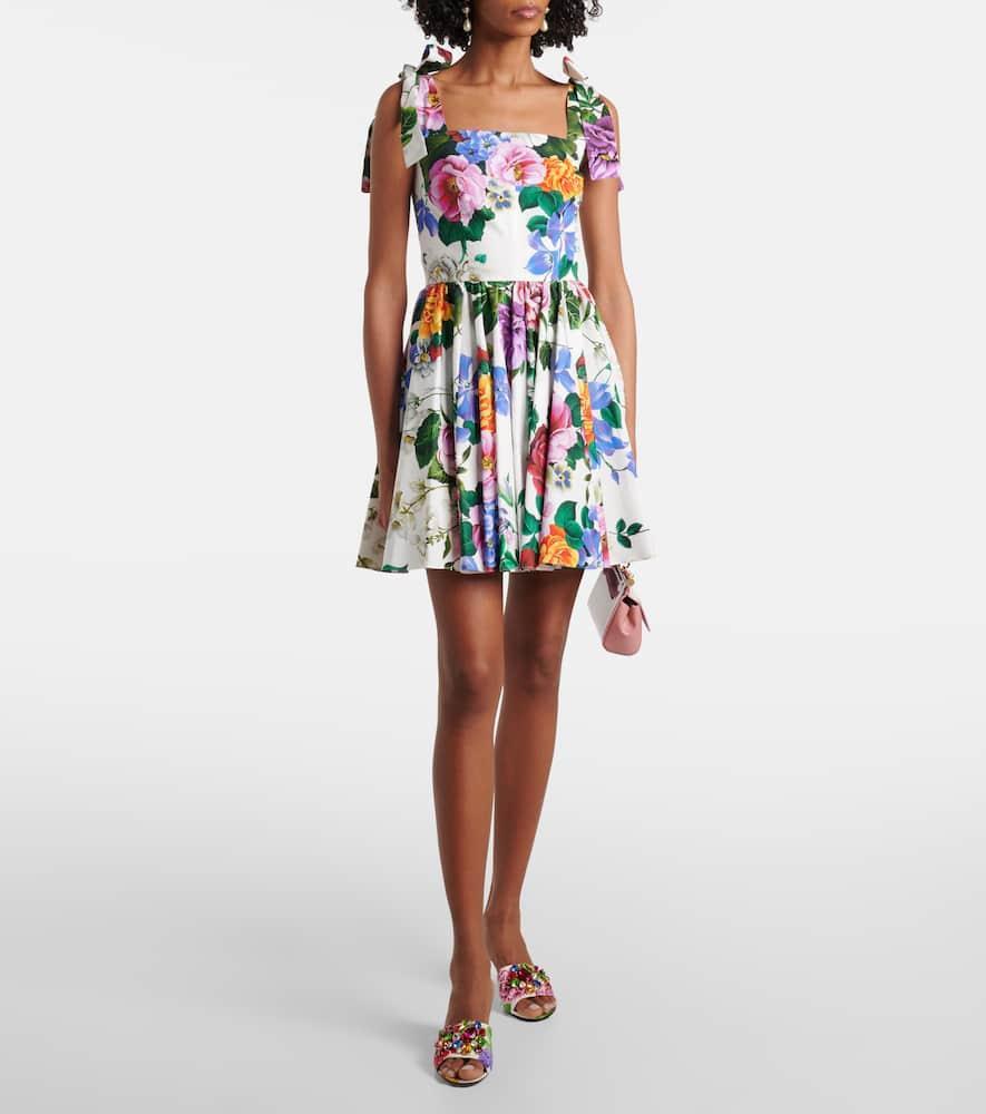 DOLCE & GABBANA Multicolor Sleelevelss Mini Dress With Square Neckline And All-over Floral Motif Product Image