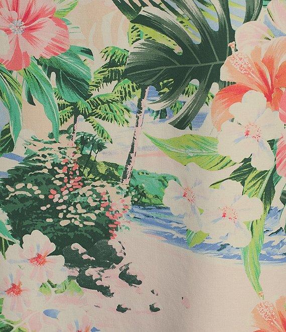 Tommy Bahama Ocean Vida Floral Printed Silk Round Neck Sleeveless Shift Dress Product Image