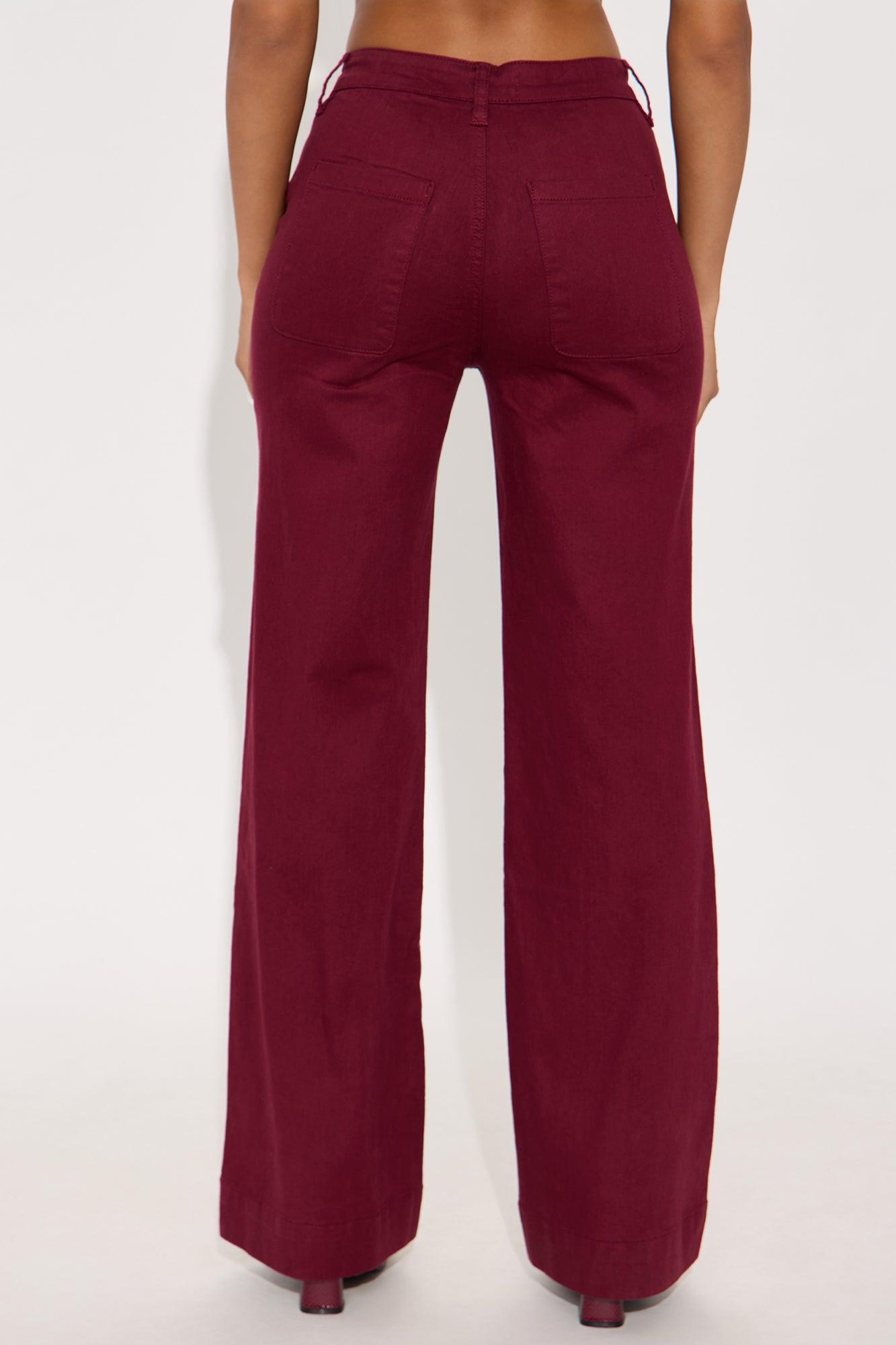 Margot Classic Color Trouser Jean - Burgundy Product Image