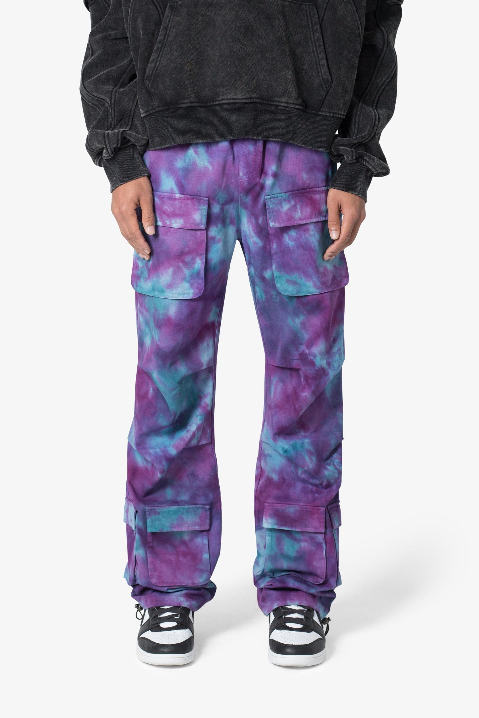 Tie Dyed Cargo Pants - Purple/Pink Product Image