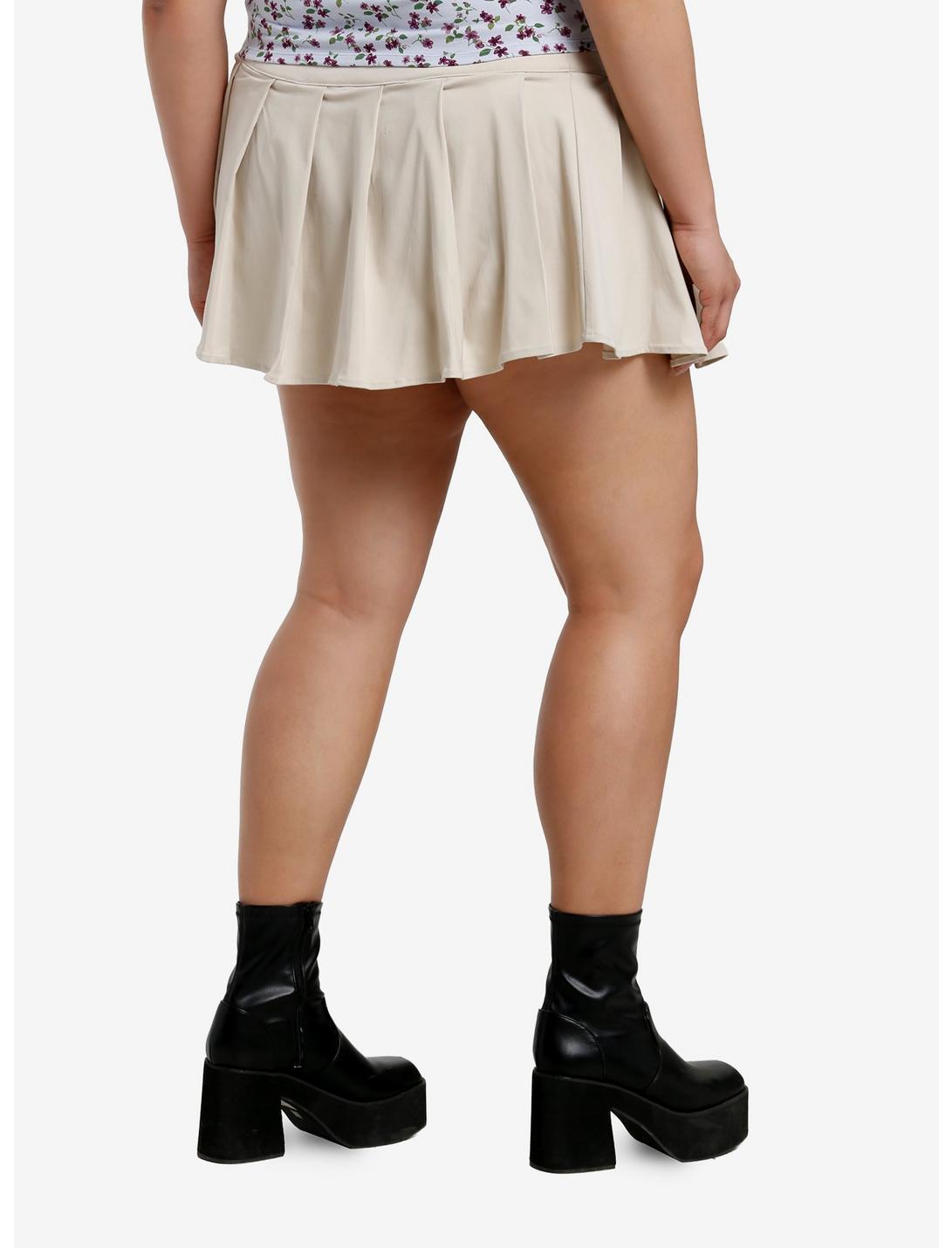 Sweet Society Khaki Lace-Up Pleated Skort Plus Size Product Image