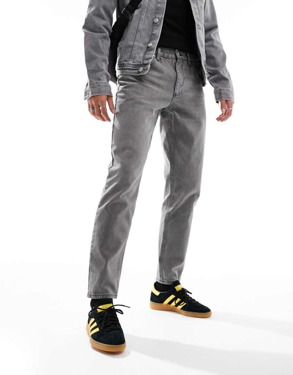 ASOS DESIGN tapered fit jeans in washed gray Product Image