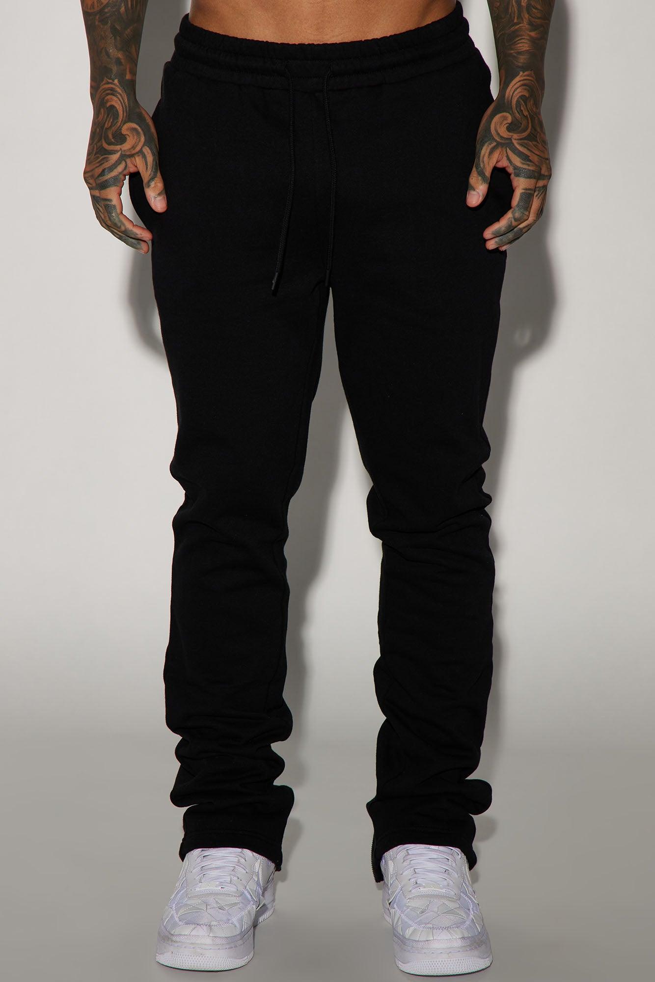 Tyson Back Zipper Skinny Flared Sweatpants - Black Product Image