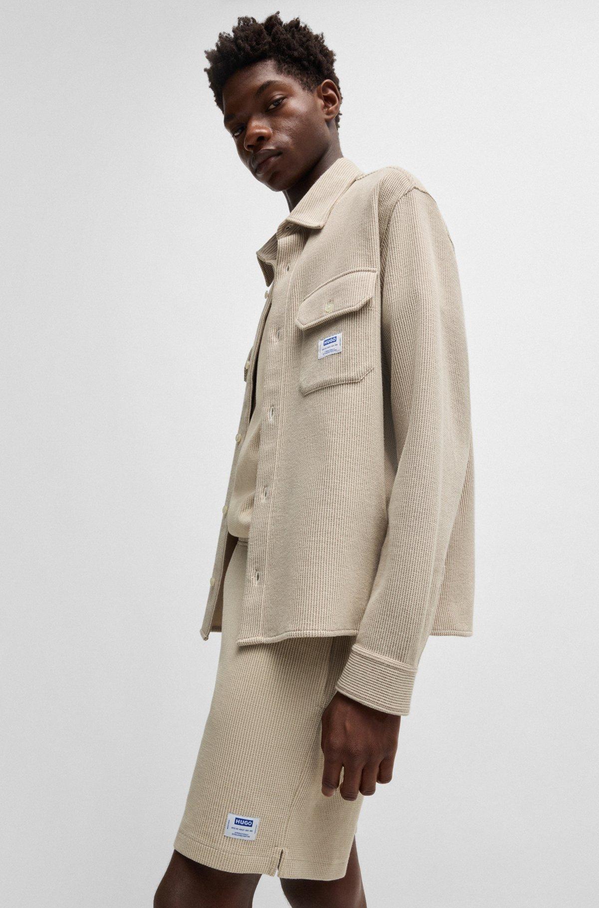 Loose-fit shorts in waffle-structured cotton Product Image