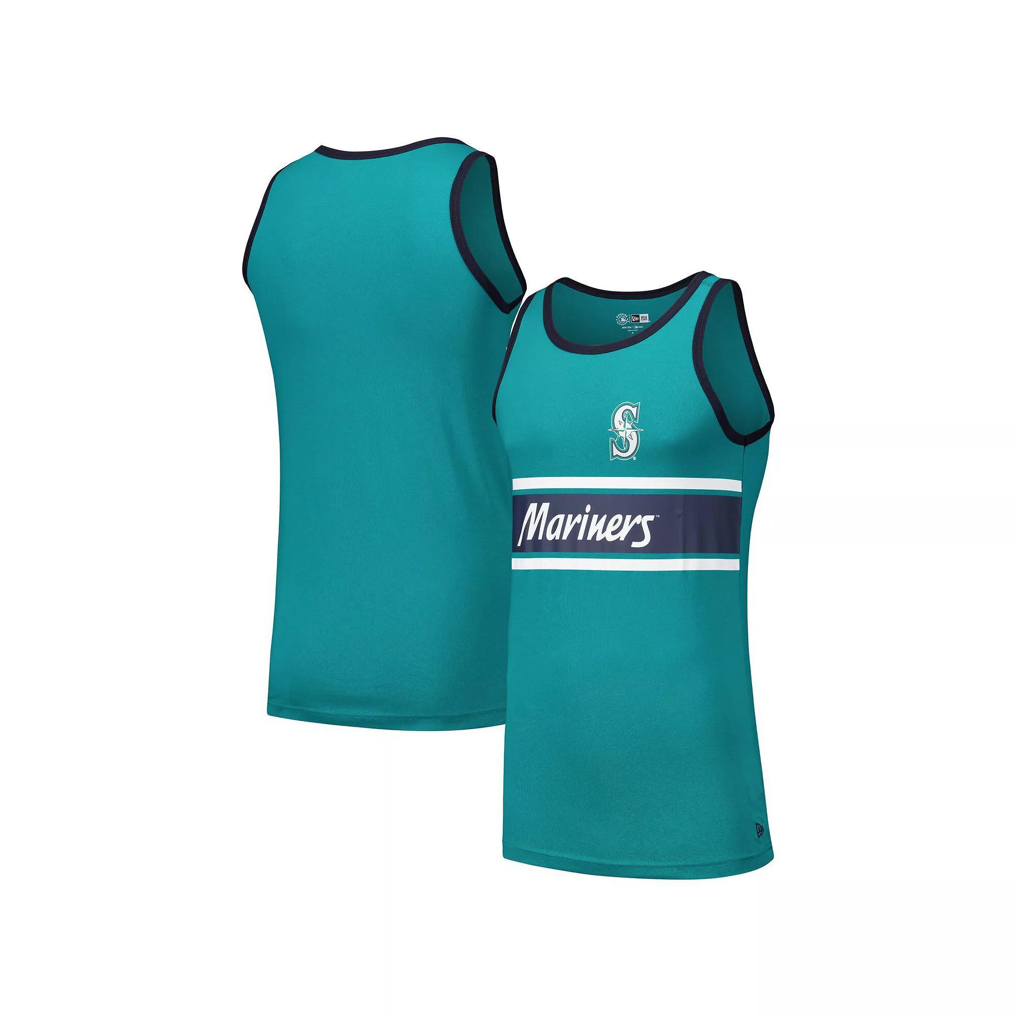 Men's New Era Aqua Seattle Mariners Jersey Ringer Tank Top, Size: XL, Turquoise A Product Image