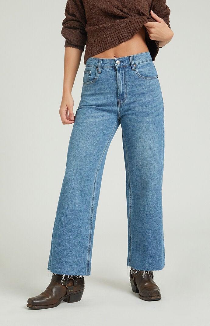 Women's Nora Stretch Dark Indigo Cropped Wide Leg Jeans Product Image