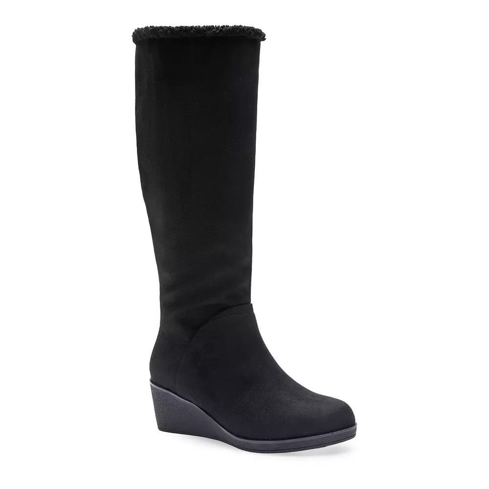 Aerosoles Binocular Women's Shearling Knee-High Boots, Size: 8, Black Faux Suede Product Image