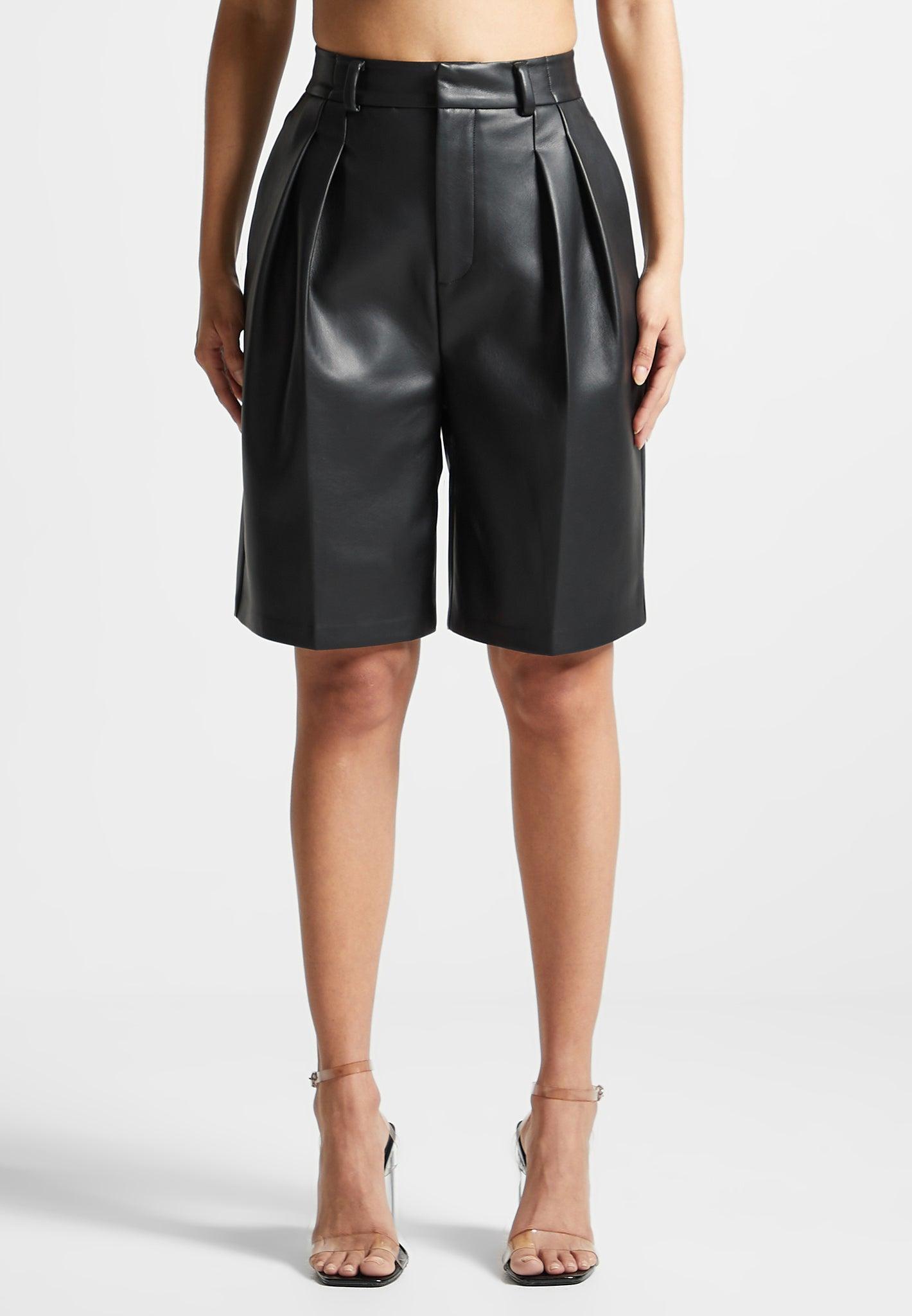Leather Tailored City Shorts - Black Female Product Image