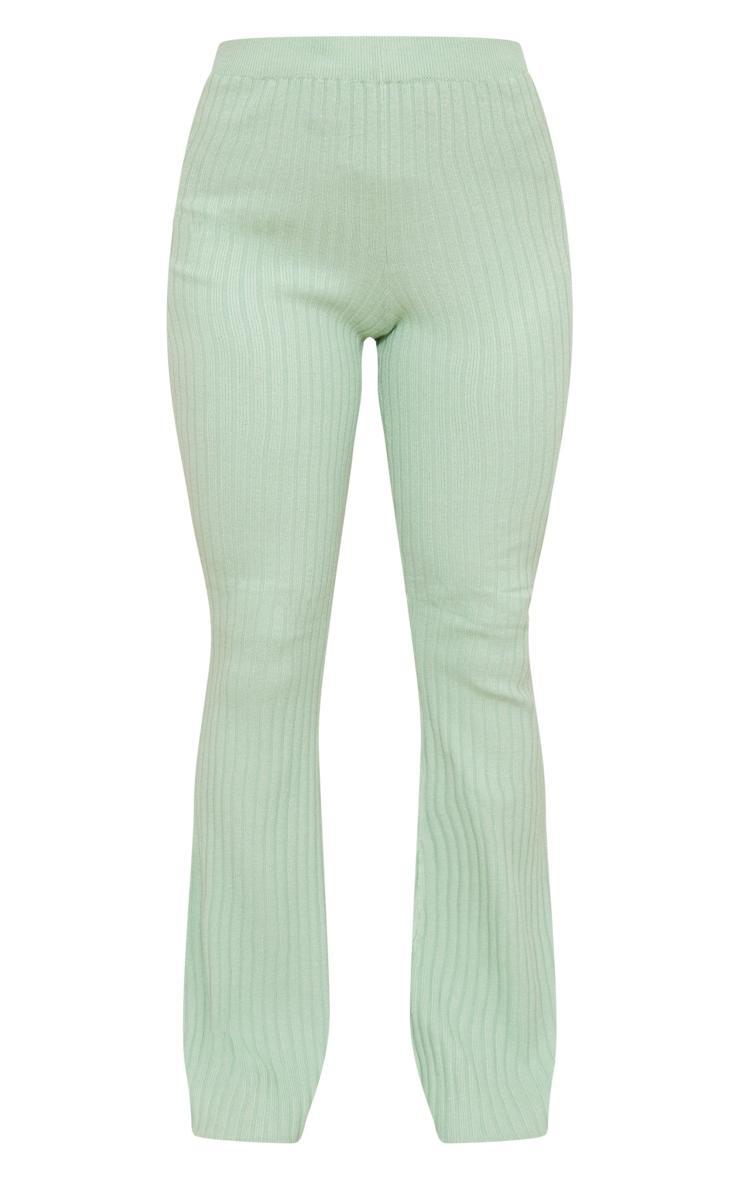 Sage Wide Rib Soft Knit Split Hem Leggings Product Image