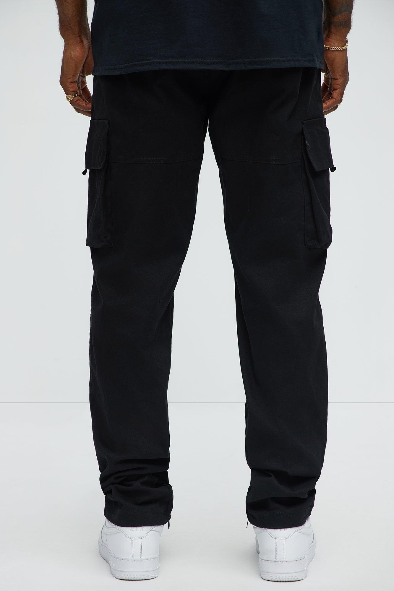 Straight Cargo Ankle Zipper Pants - Black Product Image