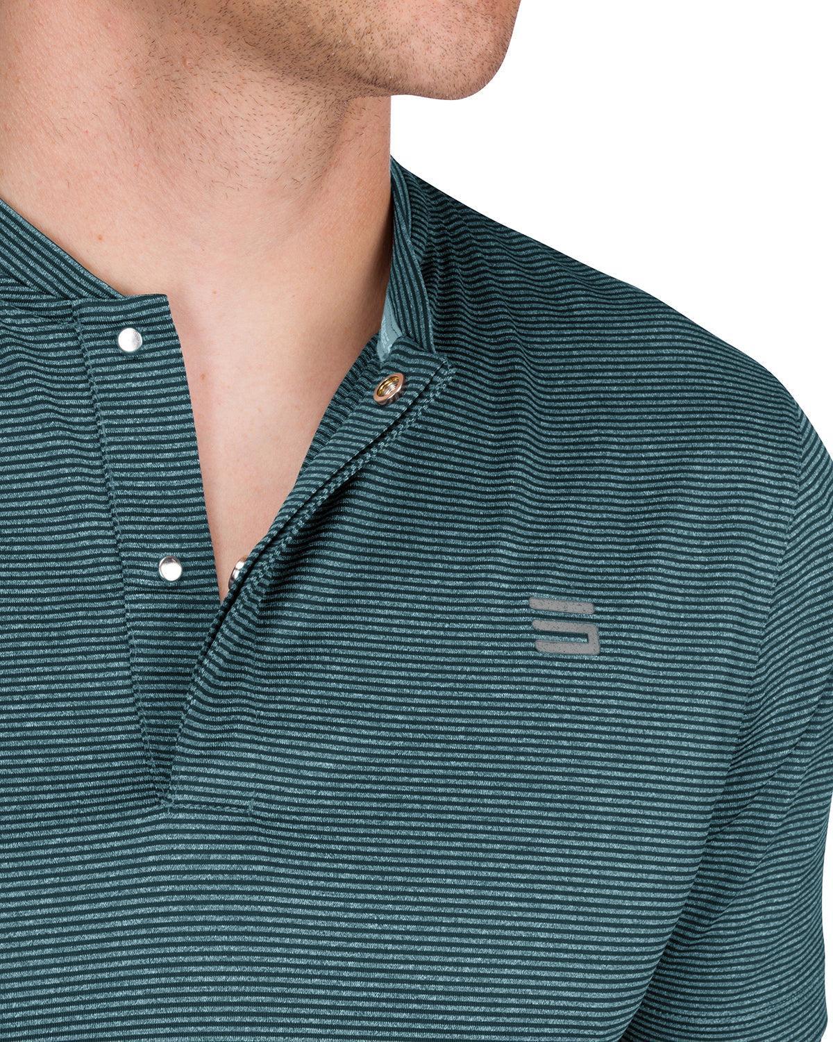 Three Sixty Six Men's Thin-Striped Collarless Golf Polos Product Image