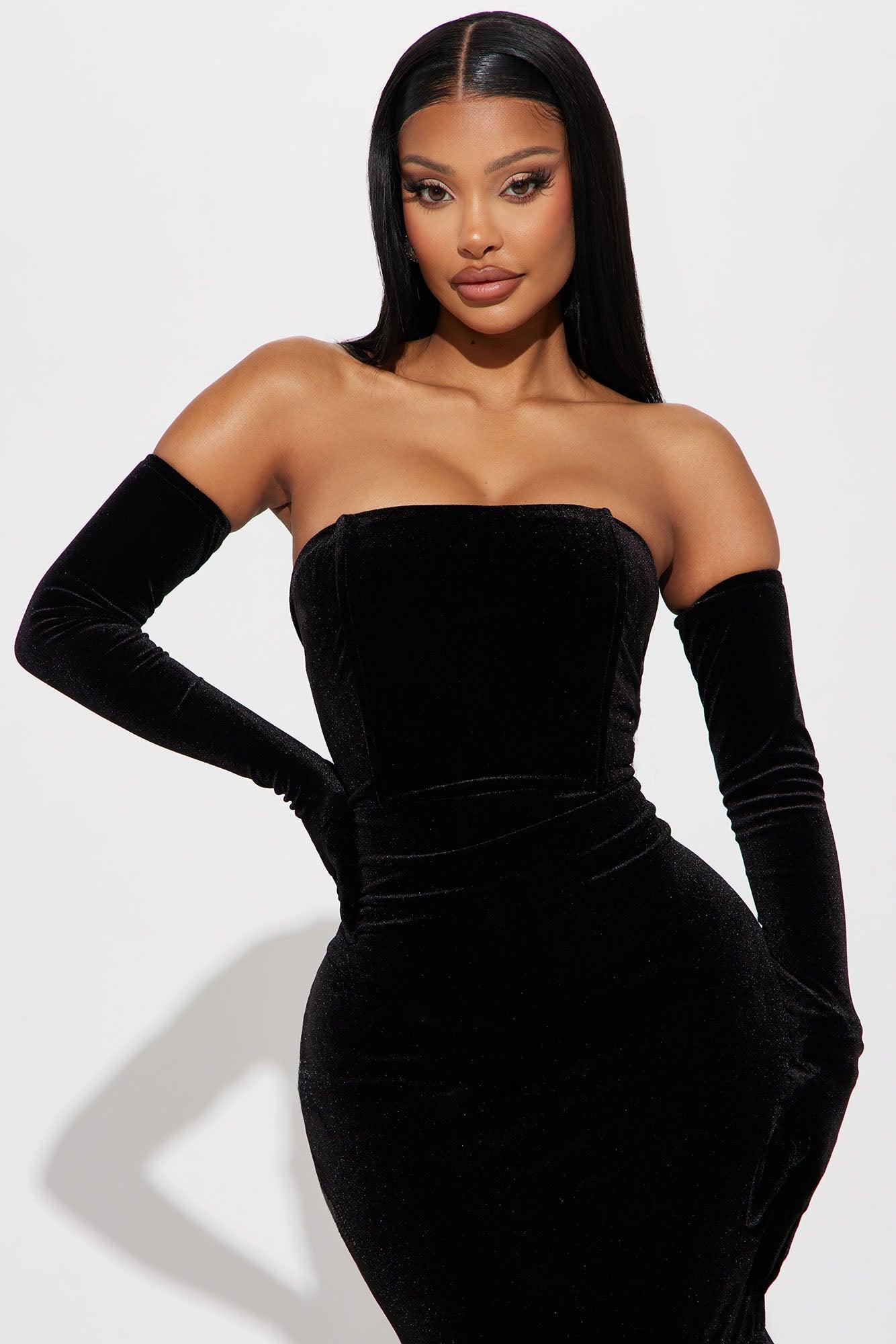 Stella Velvet Gown Set - Black Product Image