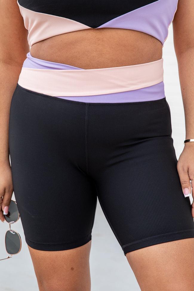 One Step At A Time Color Block Crossed Biker Short FINAL SALE Product Image